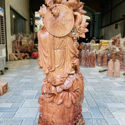 Tượng phật di lặc ngũ phúc bằng gỗ hương đá kt cao 40×11×15cm40×
