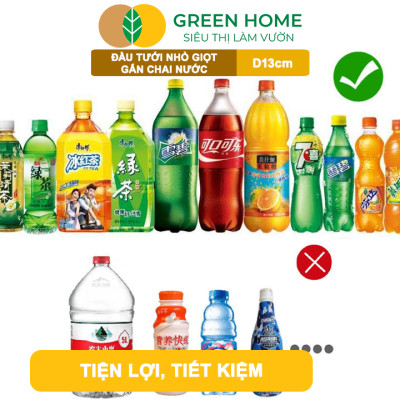 Đầu Tưới Nhỏ Giọt Gắn Chai Nước GreenHome, D13cm, Bền Bỉ, Dễ Sử Dụng, Chỉnh Được Lượng Nước, Màu Ngẫu Nhiên