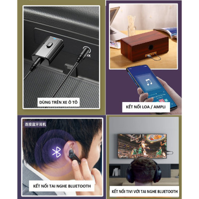 Thiết bị thu phát âm thanh Usb bluetooth 5.0 âm thanh đa chức năng jack cắm 3.5mm cho loa, ô tô tai nghe bluetooth biến loa thường thành loa Bluetooth, Không Dây 4 Trong 1 Cho Âmly Tivi Máy Tính Laptop Kết Nối Điện Thoại Nghe Gọi Rảnh Tay - Hàng Nhập Khẩu