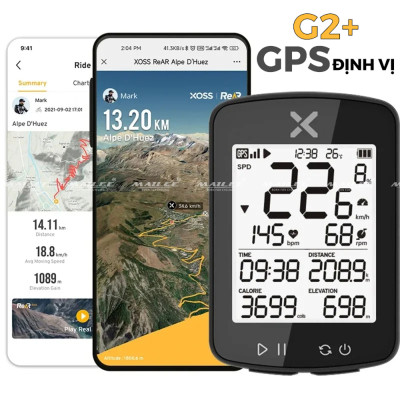 Đồng Hồ Đo Tốc Độ Xe Đạp Bike Computer XOSS G+ Plus (thế hệ 2) Không Dây GPS Định Vị Chống Nước IPX7, hỗ trợ ANT+ Cho Xe Đạp Đường Trường, MTB - Mai Lee