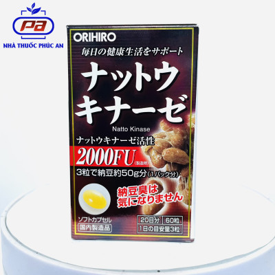 Viên uống ngăn ngừa đột quỵ, tai biến Orihiro Natto Kinase 2000FU Nhật Bản 60 viên