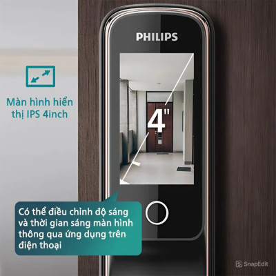 Bộ khóa cửa thông minh khuôn mặt 3D Face, vân tay, thẻ từ, mật khẩu và chìa cơ thương hiệu Philips DDL709-7HWS - Hàng chính hãng