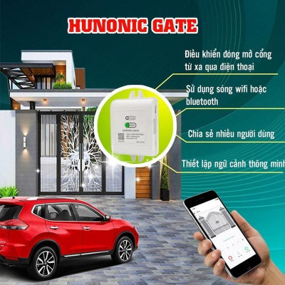 Bộ điều khiển cổng tự động Hunonic Gate điều khiển từ xa bằng điện thoại qua Wifi + Bluetooth hàng Việt Nam sản xuất.
