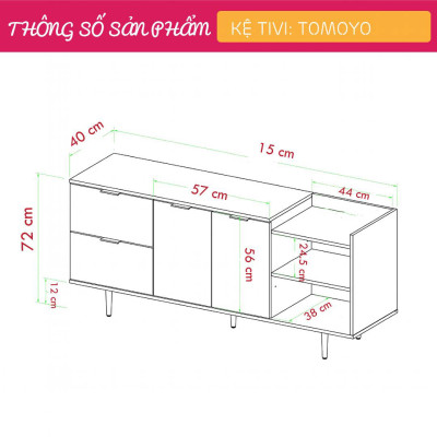 Kệ gỗ tivi phòng khách kết hợp giá sách SMLIFE Tomoyo
