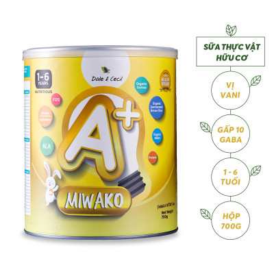 (Date mới) Sữa Hữu Cơ Miwako A+ Hộp 700g Vị Vani Nhập Khẩu Malaysia, Sữa Hạt Organic Dinh Dưỡng Phát Triển Trí Não & Chiều Cao Cho Bé Từ 1-6 Tuổi Vị Ngọt Thanh Dễ Uống