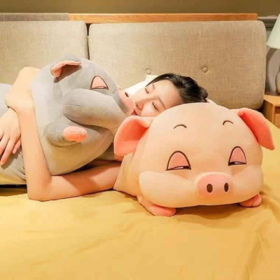 Gấu bông heo lười mắt hí, lợn buồn ngủ đáng yêu siêu hot (40cm--->100cm) vải miniso 4 chiều cao cấp mềm êm – Gối ôm heo hồng buồn ngủ, lợn mắt sụp cute