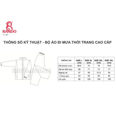Áo Mưa Bộ Vải Dù Thời Trang Cao Cấp, GIÁ SỈ, RANDO Chính Hãng, Áo 2 Lớp Phản Quang, Không Thấm Nước Cho NAM NỮ Đi Phượt