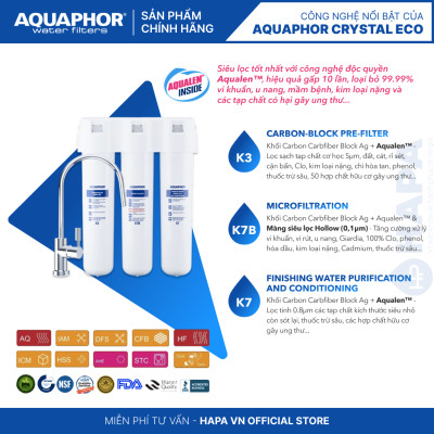 Máy Lọc Nước AQUAPHOR CRYSTAL ECO Uống Trực Tiếp Từ Vòi, Công Nghệ NANO Không Điện - Hàng Chính Hãng