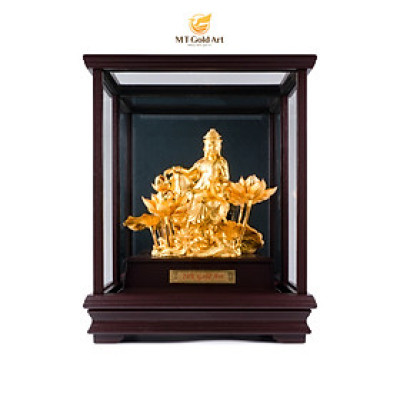 Tượng Phật Bà Quan Âm dát vàng 24k (17x29x34cm) MT Gold Art- Hàng chính hãng, trang trí nhà cửa, phòng làm việc, quà tặng sếp, đối tác, khách hàng, tân gia, khai trương 