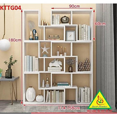 Kệ sách để sàn, kệ sách tự đứng, kệ trang trí KTTG04 ( Bộ gồm 6 kệ L)  - Nội thất lắp ráp Viendong Adv