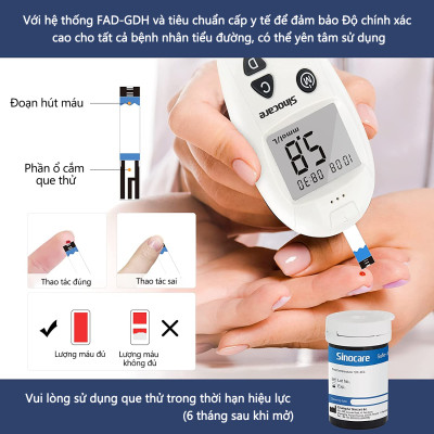 Máy Đo Đường Huyết Sinocare Safe Accu (Gồm 50 Que Và 50 Kim)