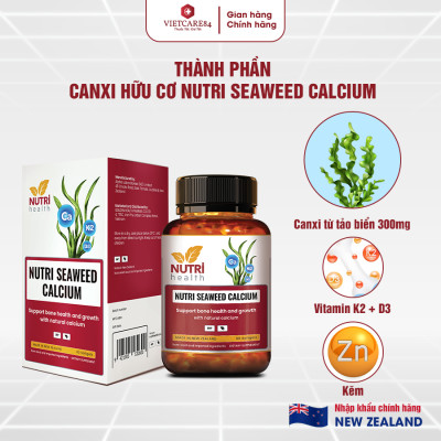 [Tặng Kem bôi khớp Stabil] Combo 2 Hộp Canxi Hữu Cơ New Zealand Nutri Seaweed Calcium 60 Viên - Bổ Sung Canxi, Tăng Chiều Cao, Chống Loãng Xương