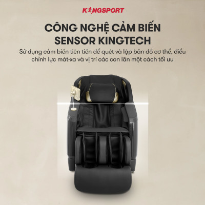 Ghế massage KINGSPORT Standard G5 BLACK cao cấp con lăn 3D với 8 bài tập, thiết kế hiện đại 2024, công nghệ massage chuyên sâu