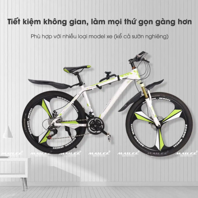 Giá treo xe đạp gắn tường ngang 2 nhánh MTR-360 có điều chỉnh nghiêng 360 độ, gập gọn lên 90 độ, kéo dài thu gọn (đầy đủ phụ kiện) + kèm dây buộc bánh xe - Mai Lee