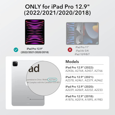 Bộ 2 miếng dán màn hình ESR cho iPad Pro 12.9 inch (2022/2021/2020/2018, thế hệ 6/5/4/3), Kính cường lực có khung căn chỉnh - Hàng Chính Hãng