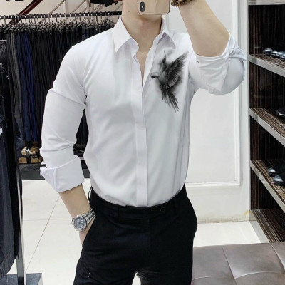 Áo sơ mi nam họa tiết vẹt đen trắng