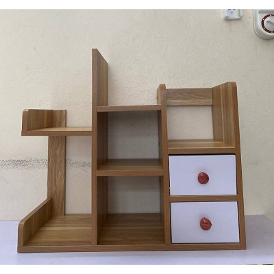 Kệ Sách Gỗ Xương Rồng Mini Kèm 2 Ngăn Kéo Để Bàn Decor Văn Phòng