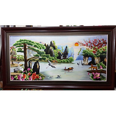 Tranh thêu tay - Non nước hữu tình (KT 110cm*200cm)