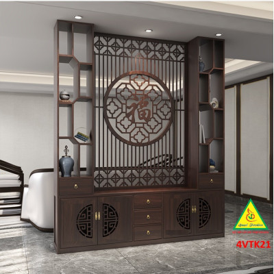 Vách ngăn phòng khách, vách ngăn tủ kệ bằng gỗm bình phong tranh 4VTK21- NỘI THẤT LẮP RÁP VIENDONGADV