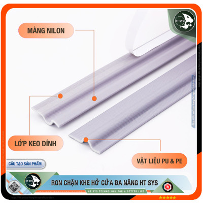 Ron Chặn Khe Cửa HT SYS - Chất Liệu PU Và PE Cải Tiến - Ron Chặn Khe Cửa, Chân Cửa, Khung Cửa - Ngăn Gió Lùa, Cách Âm, Chống Bụi, Ngăn Côn Trùng, Chống Thoát Khí Điều Hòa, Chống Va Đập Cửa - Hàng Chính Hãng