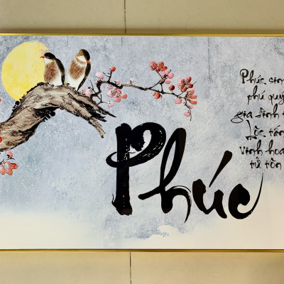 Tranh treo tường chữ Phúc - tranh treo tường phòng khách,phòng làm việc,nhà hàng, khách sạn TT03