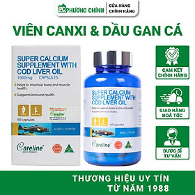 Viên Uống Bổ Sung Canxi & Omega 3 Careline Super Calcium Supplement With Cod Liver Oil 60 Viên/Hộp
