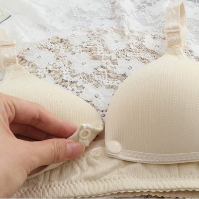 Áo lót cho con bú, áo ngực bầu và sau sinh mở cúc trước tiện lợi. chất liệu cotton co giãn không gọng đệm vừa  chống chảy xệ cho chị em sau sinh