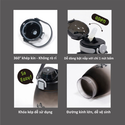 Bình nước cho bé 2 tuổi KU.KU Duckbill nhựa Tritan cao cấp 600ml ku5621