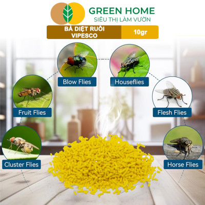 Bả Diệt Ruồi Vipesco, GreenHome, Gói 10gr, Chính Hãng, Hiệu Quả Cực Nhanh, Dẫn Dụ và Diệt Ruồi Triệt Để