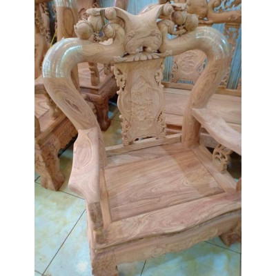 Bộ bàn ghế minh quốc đào gỗ hương đá tay 12
