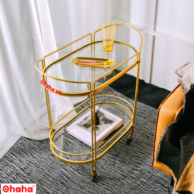 KỆ TRANG TRÍ PHÒNG KHÁCH SANG TRỌNG CÓ BÁNH XE CAO CẤP OHAHA - KTT025