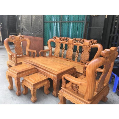 Bàn ghế minh quốc đào gỗ gõ tay 12