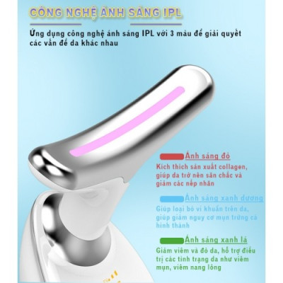 Máy Massage Nâng Cơ Làm Trẻ Hóa Da Mặt, Cổ Nikio NK-126 - Công Nghệ Điện Di EMS, Rung Nóng, Ion Và Ánh Sáng IPL