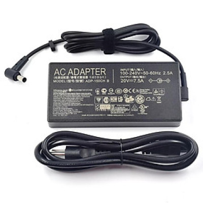 Sạc dành cho Laptop Asus  20V-7.5A 150W (6.0mm*3.7mm có kim bên trong) hàng nhập khẩu.