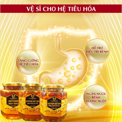 Mật Ong Saffron Đông Trùng Hạ Thảo Táo đỏ Kỷ tử 380ml/lọ Golden Herb