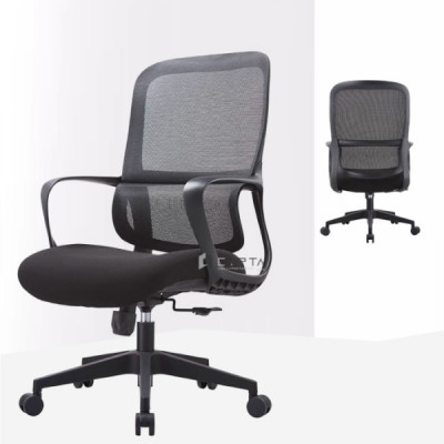 Ghế nhân viên màu đen CE4550-M Nội thất Capta Ghế văn phòng lưng lưới nâng hạ gật gù tay nhựa lưng có giá đỡ cột sống 
