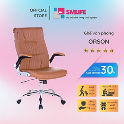 Ghế văn phòng chân xoay lưng trung bọc da SMLIFE Orson