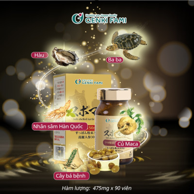 Viên Uống Tăng Cường Sinh Lý Nam Giới Chiết Xuất Hàu Biển, Nhân Sâm, Baba Supomaca Genki Fami Nhật Bản Hộp 90 Viên