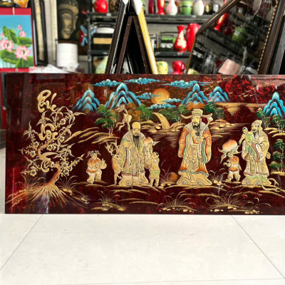 Tranh Sơn Mài - PHÚC LỘC THỌ | Đắp Nổi Thủ Công | Size 60x120 cm | Biểu Tượng Phúc Đức – Tài Lộc – Trường Thọ
