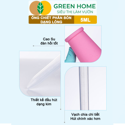 Ống Pipet GreenHome, 5ml, D15cm, Chiết Phân Bón Dạng Nước, Có Vạch Định Lượng, Đa Năng, Tiện Dụng