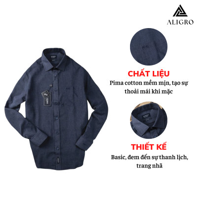 Áo sơ mi nam công sở dài tay Aligro màu navy ALGS158