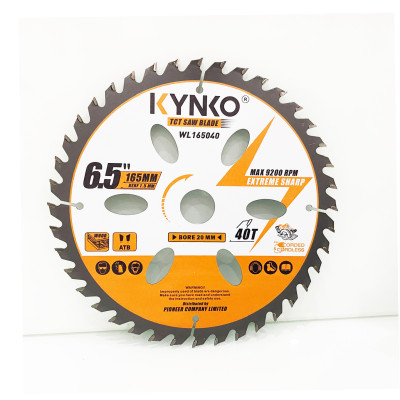 Lưỡi cưa gỗ siêu mỏng cho máy pin 40 răng đường kính Ø 165mm KYNKO WL165040