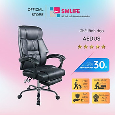 Ghế lãnh đạo lưng cao bọc PU có gác chân SMLIFE Aedus