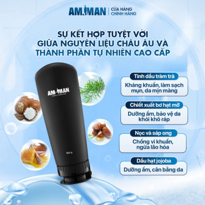 Combo tinh hoa nam giới AM MAN: Sữa tắm gội nam AM FANTASTIC 5in1 365ml & Gel rửa mặt AM AGERASIA 100ml & Bọt vệ sinh nam AM CHERISH 120ml kèm hộp túi làm quà tặng