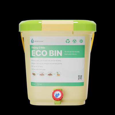 Thùng Ủ Rác Hữu Cơ EcoBin 8 Lít - EcoClean - Ủ Rác Nhà Bếp - Tự Làm Phân Compost Tại Nhà