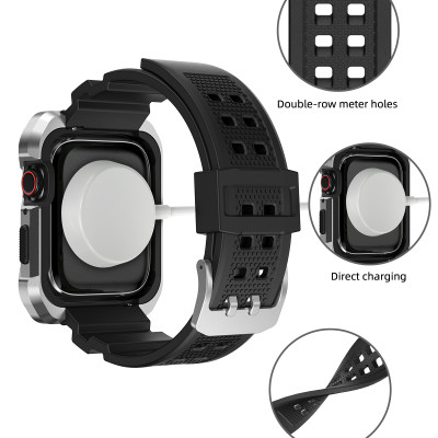 Ốp Case Vỏ Kim Loại bảo vệ tích hợp dây đeo cho Apple Watch Series 4/5/6/SE/7/8/9/SE2 Size 44mm/45mm - Hàng Chính Hãng