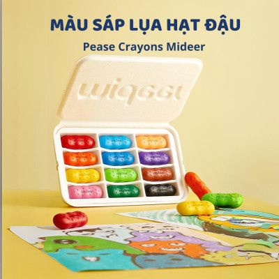Màu sáp Lụa hạt Đậu Pease Crayons Mideer, Bút Sáp Màu Hữu Cơ An Toàn cho bé