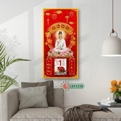 Lịch gỗ Phật Quan Âm IMWI LGV2320 - Lịch phật giáo treo tường