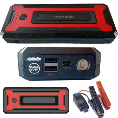 Bộ kích nguồn ô tô Choetech TC0009 2000A sạc pin cầm tay dung lượng 16000mAh tích hợp đèn Led 3 chế độ (Hàng chính hãng)