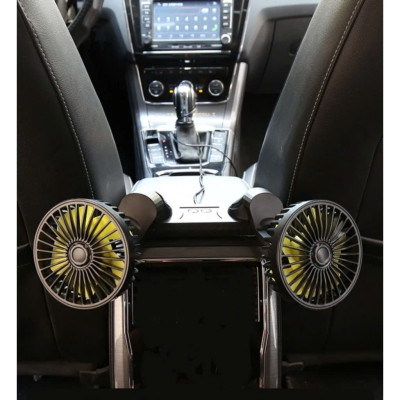 Quạt Đôi Mini Cao Cấp Xoay 360° – Làm Mát Không Khí Trên Ô Tô, Bàn Làm Việc, Cổng USB – Loại Tốt Tiện Dụng